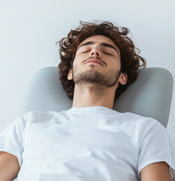 Young man relaxing in the dental chair